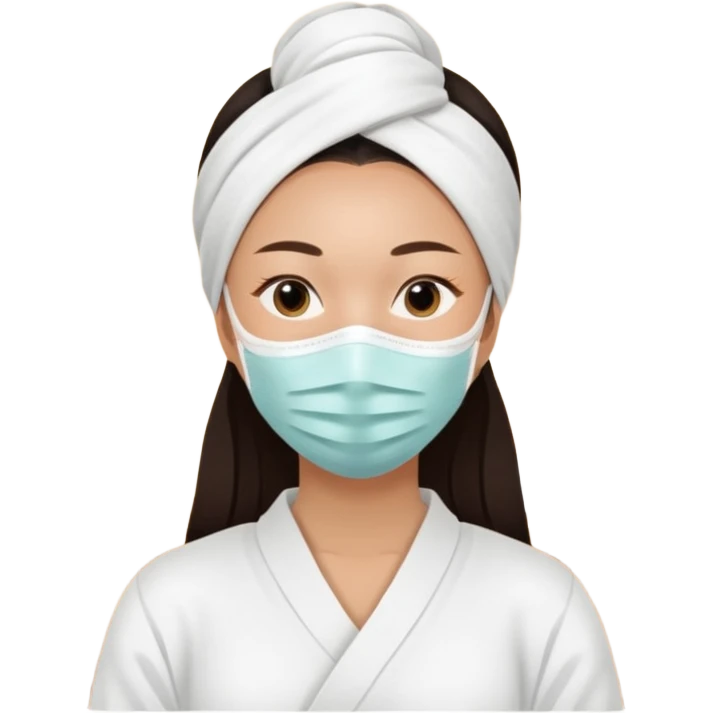 Lady with face mask spa beauty full face relaxing emoji