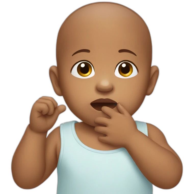 Baby with hand before mouth emoji
