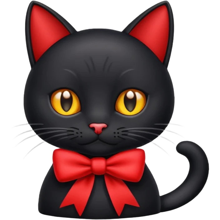 Black cat wearing ribbon emoji