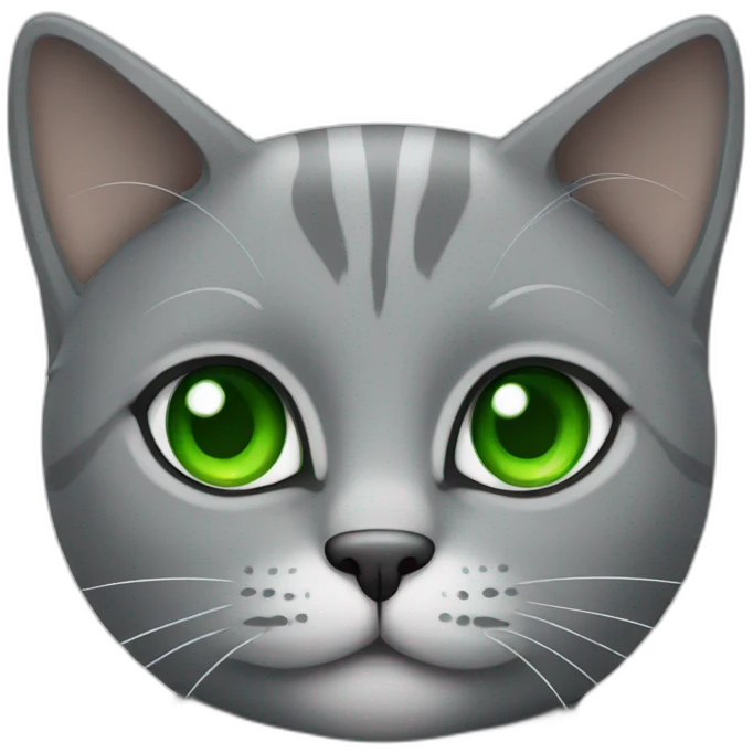 grey cat with green eyes emoji
