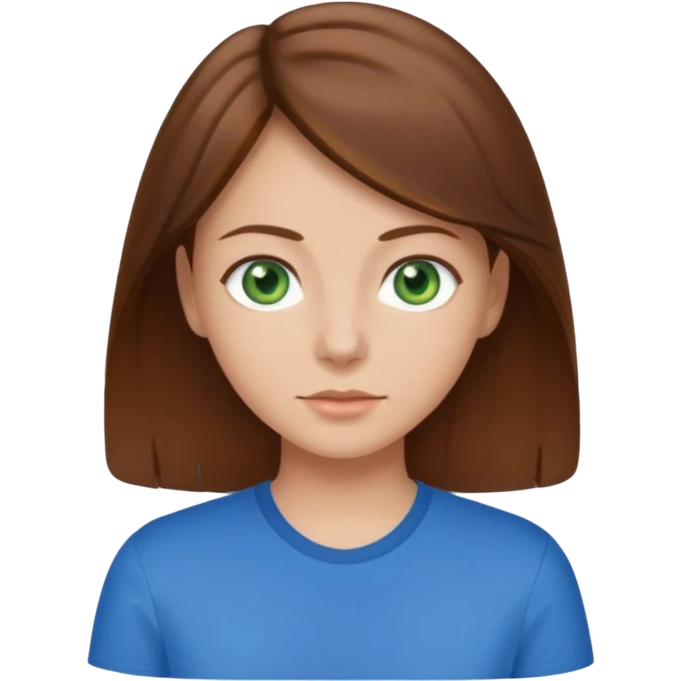 girl with brown hair, green eyes with a blue shirt no background clip art emoji