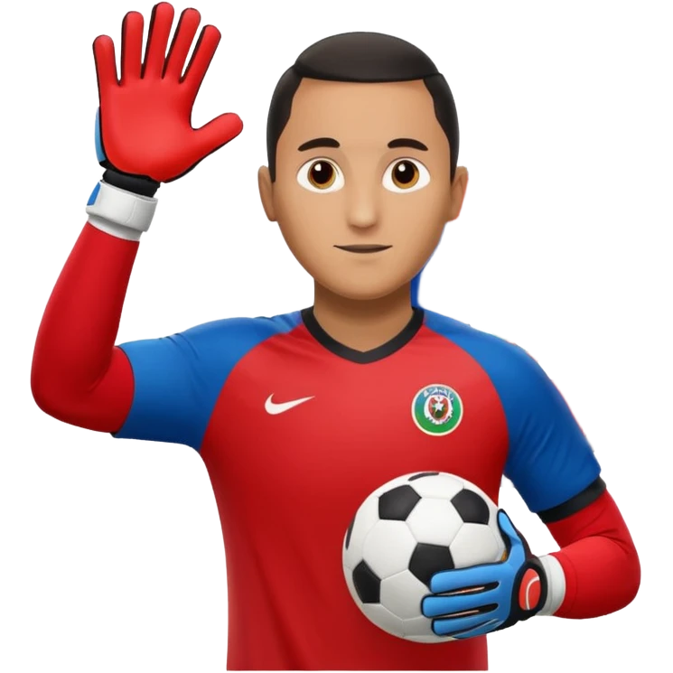 Keylor NavasK camisa roja de Costa Rica  y guantes de portero qué el escudo de costa  rica sea la bandera dentro de un circulo blanco  emoji