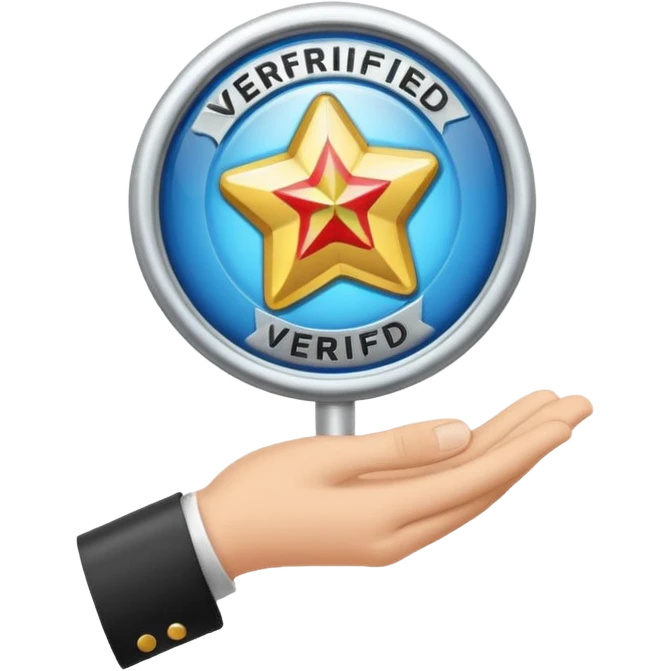 Holding a verified badge with government sign emoji