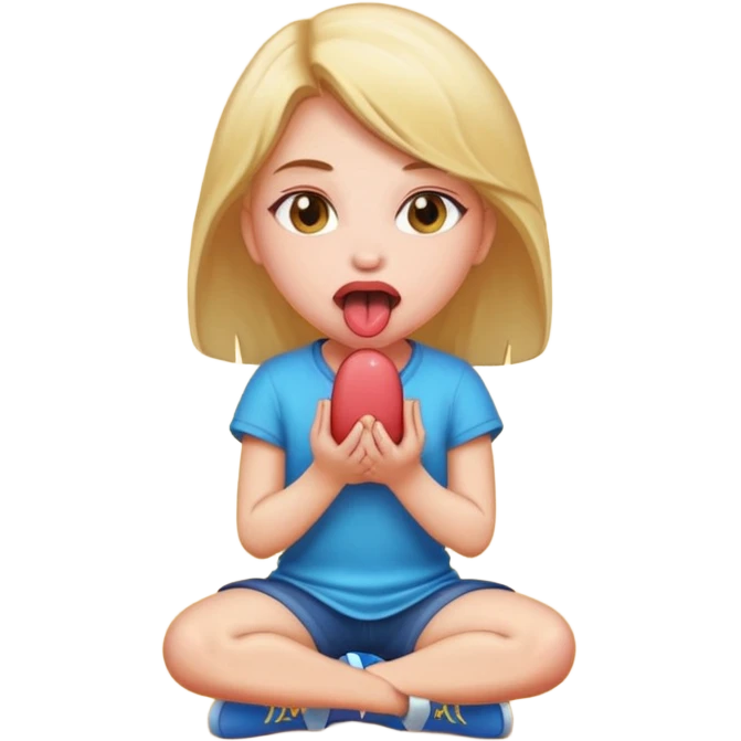 Girl sticking out tongue on knees emoji