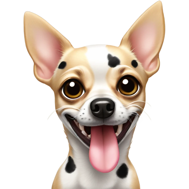 Chihuahua with black spots and tongue out emoji