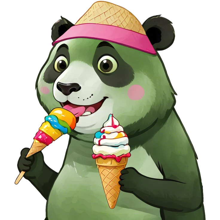 Panda eating ice cream emoji