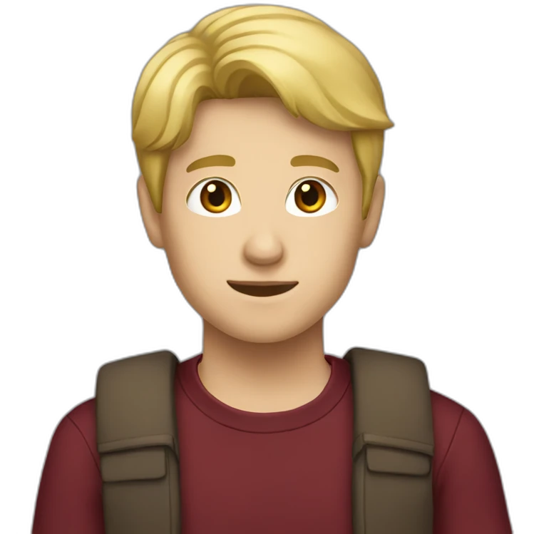 blond teenage boy with maroon shirt emoji