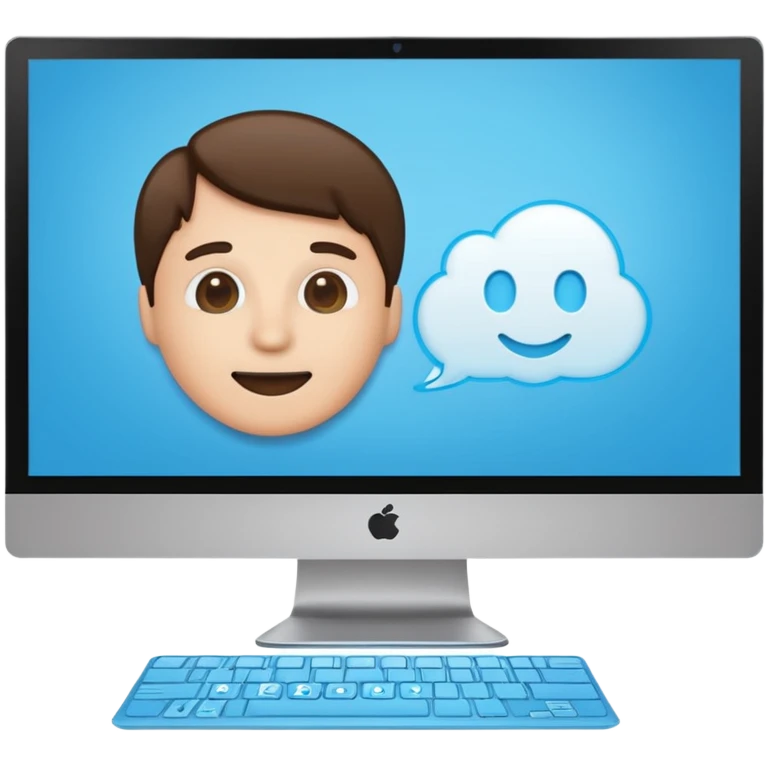 Computer with Skype on with a windows wallpaper emoji