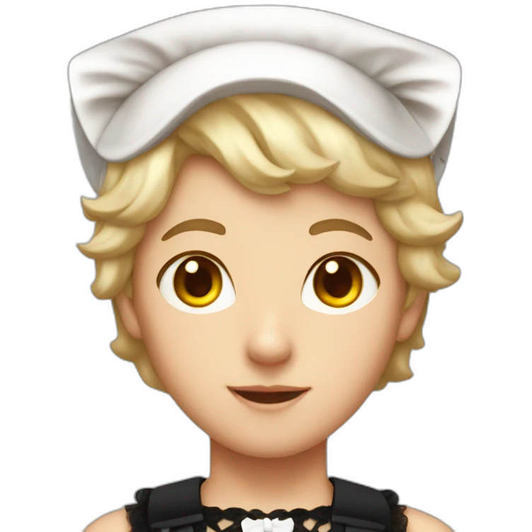 Boy with a french maid outfit and cat ears on his head emoji