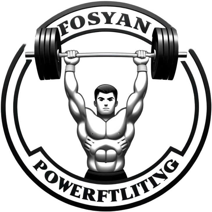 Powerlifting emblem featuring a stylized barbell with heavy weights, bold and strong font, dynamic lines, and muscular silhouette. Clean, modern, and impactful design, suitable for representing the strength and power of the sport. Transparent background. emoji