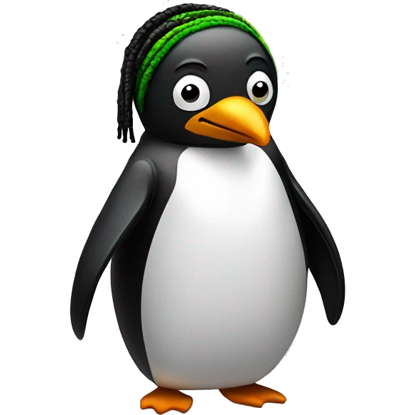 Penguin with dreads and Rasta emoji