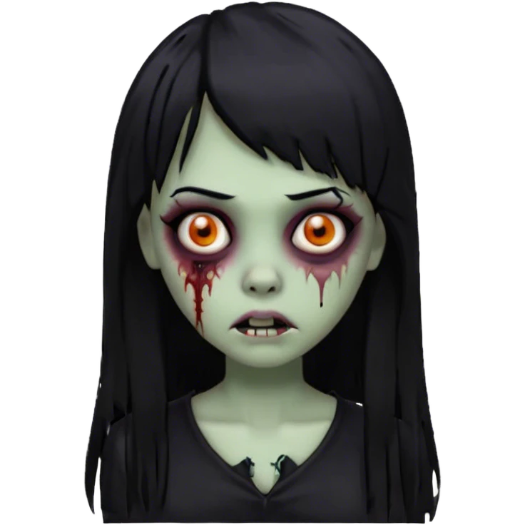 zumbie girl goth long black hair and bangs emoji