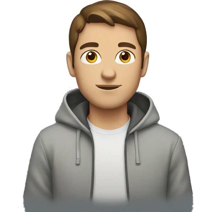 Guy with brown hair in hoodie standing emoji