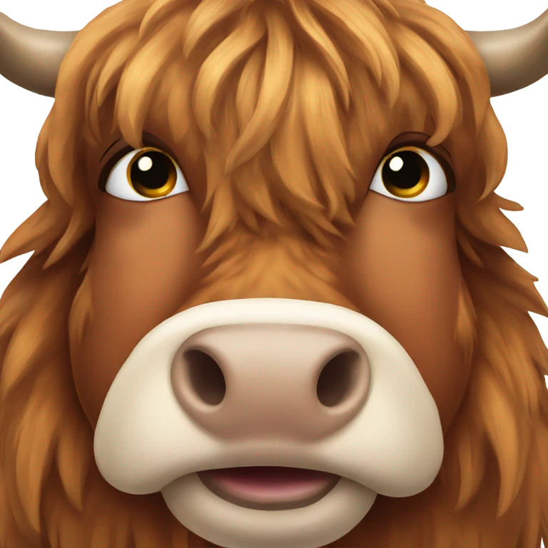 Brown scottish highlandcow with big nostrils emoji