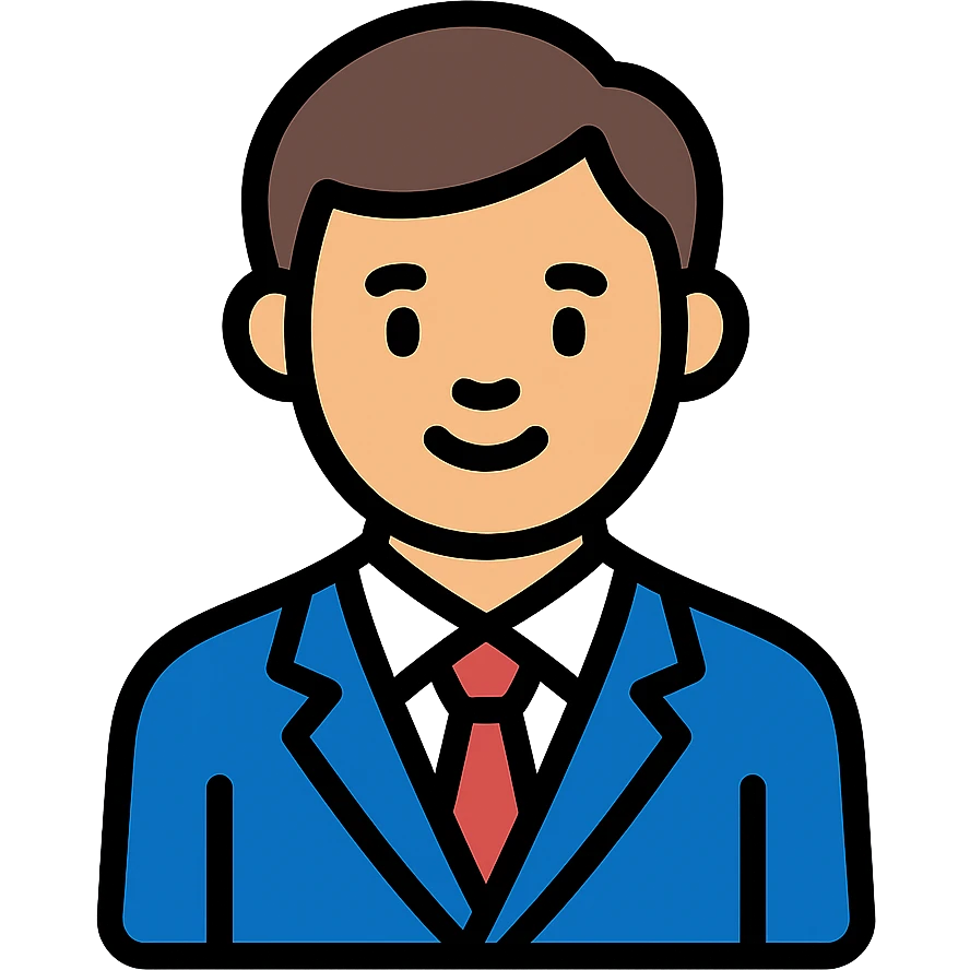typical salesman wearing a suit with a friendly expression with color outline icon style emoji