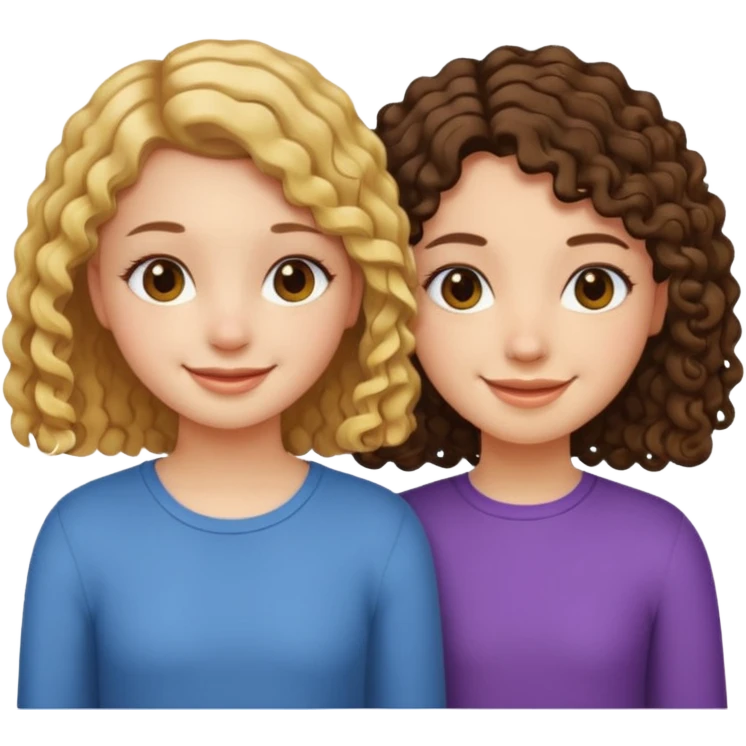 Best friends short straight hair girl and long curly hair girl emoji