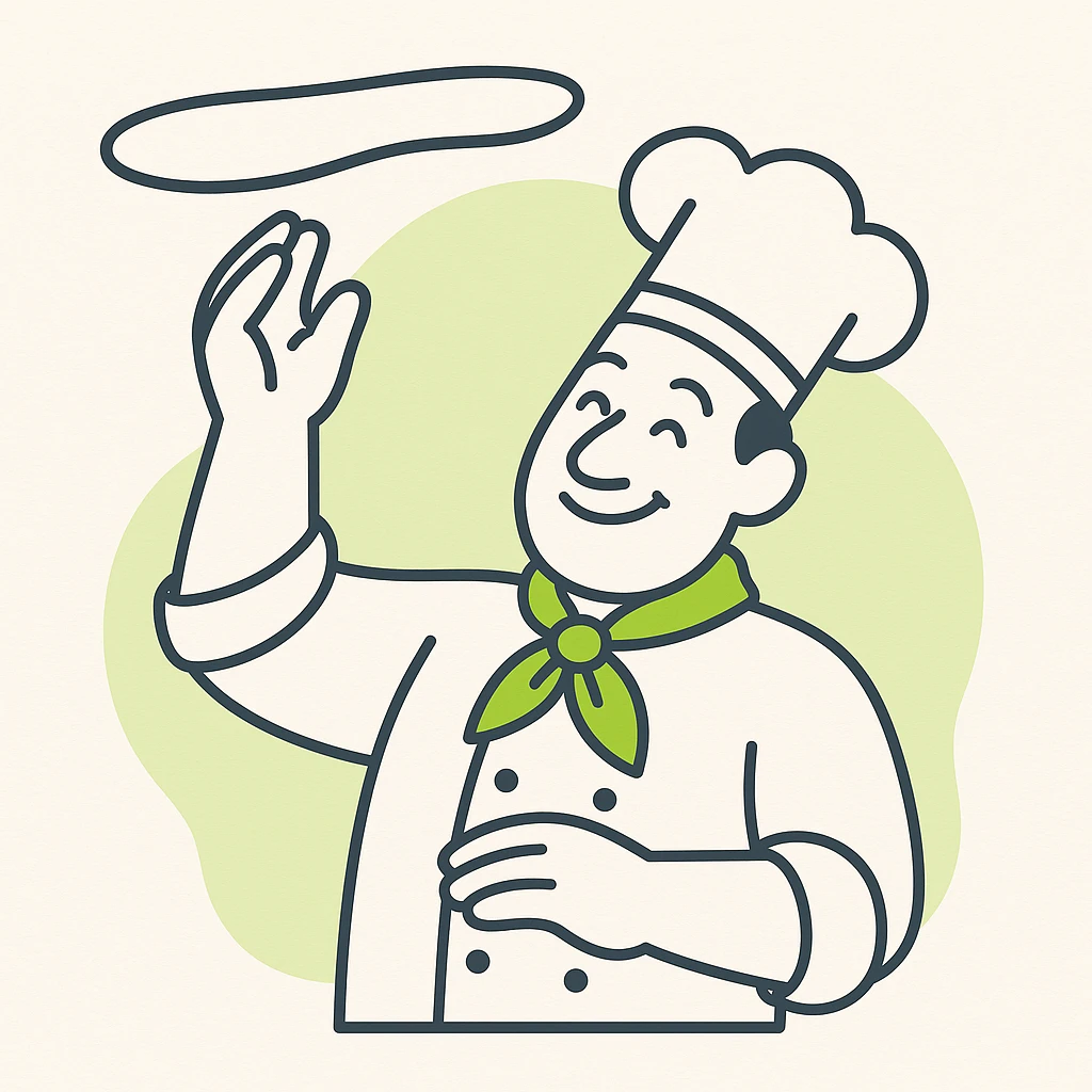 smiling Italian chef spinning pizza dough emoji