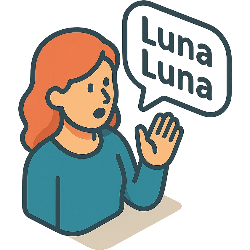 женщина несколько раз произносит - Luna Luna  emoji