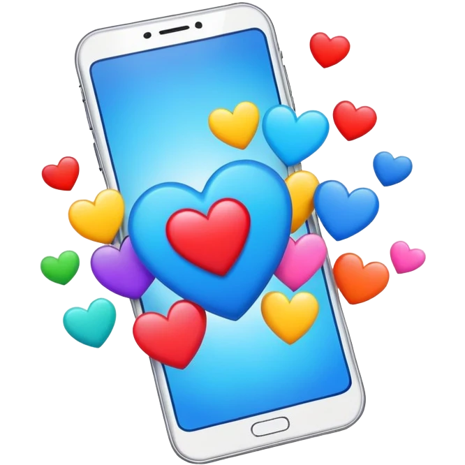  smartphone showing a colorful social media post with a heart and image icon emoji