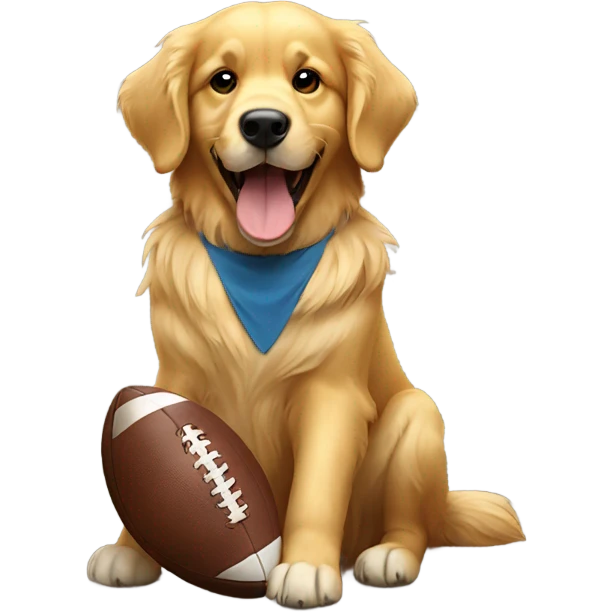 Golden retriever playing football emoji