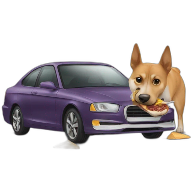 Dog eating a car emoji
