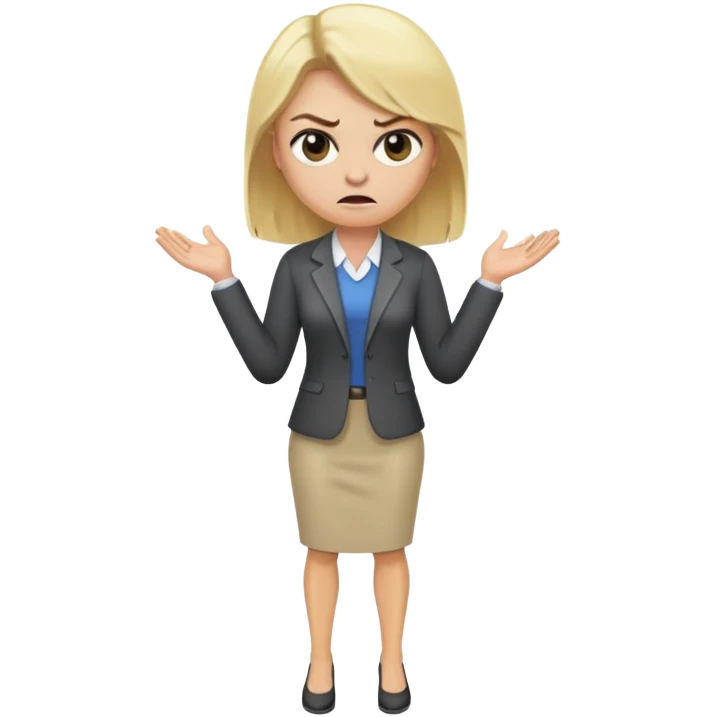 angry blonde female teacher full body without glasses emoji