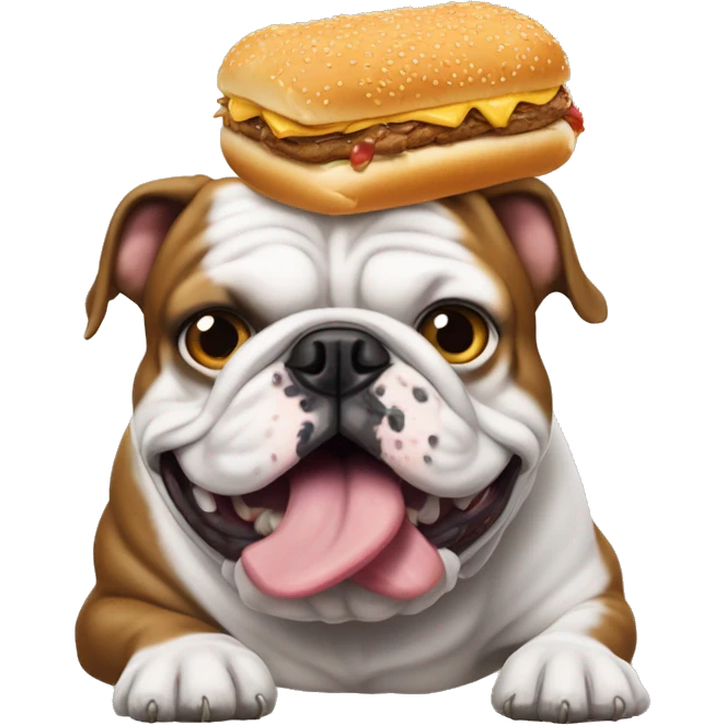 Bulldog francés eat a big macdonalls  emoji