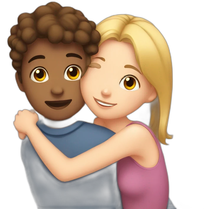 Girl cuddling boy emoji