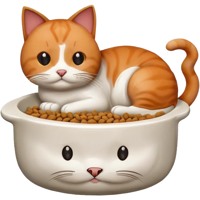 Cute pixel art cat shaped pet food bowl with white food piled on top of it emoji