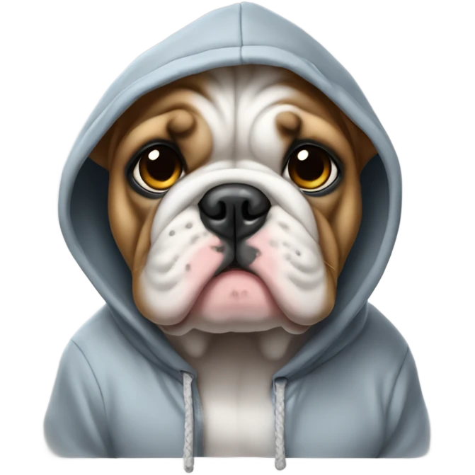 Bulldog puppy wearing a hoodie emoji