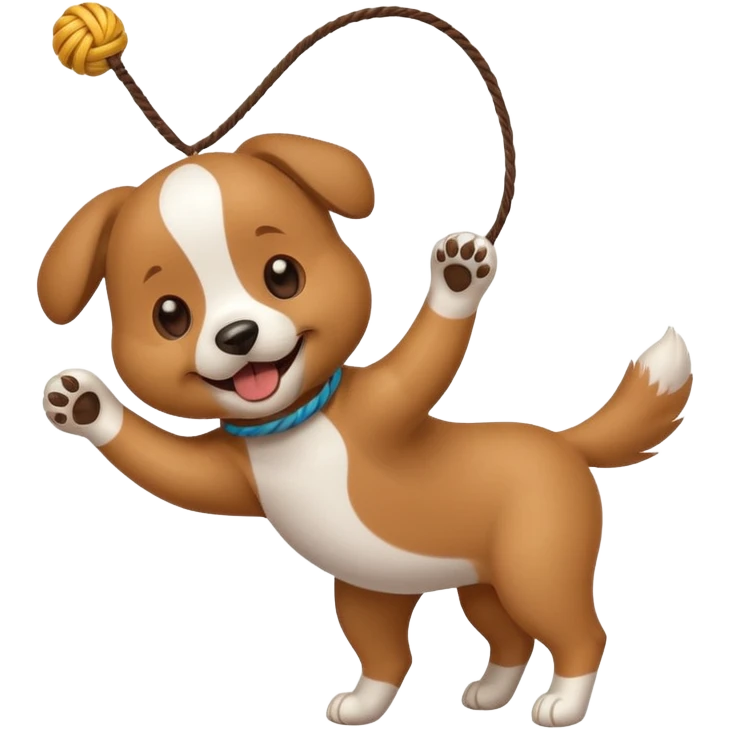 dog playing with a string toy emoji
