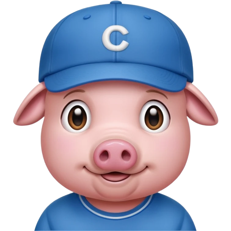 Pig emoji with blue baseball cap emoji