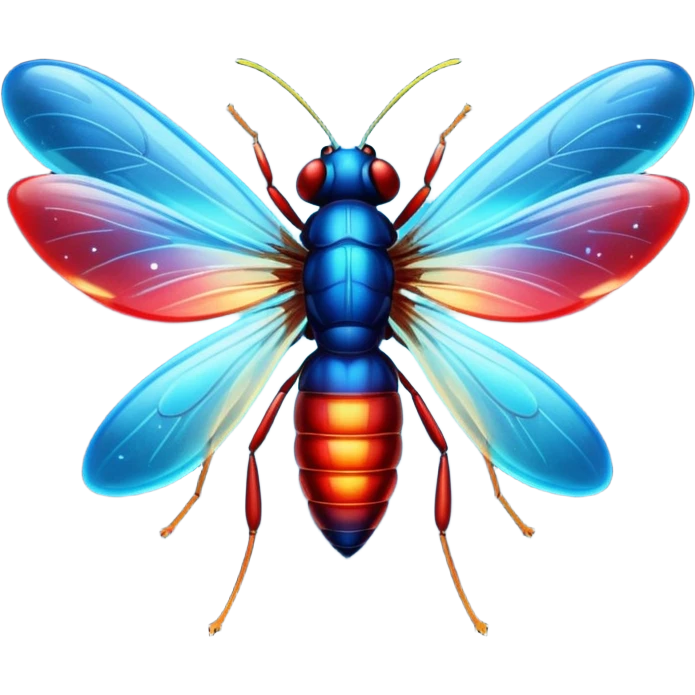 glitter red and blue firefly emoji