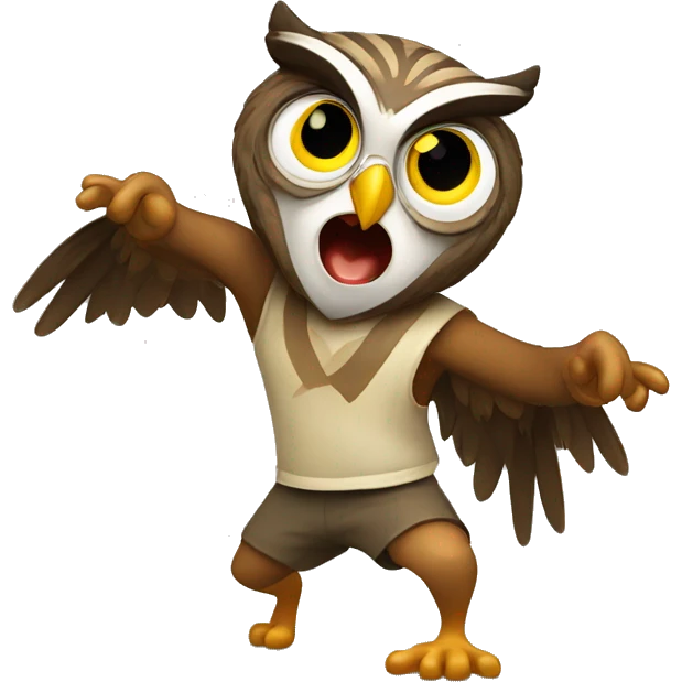 "Owl playing capoeira." emoji