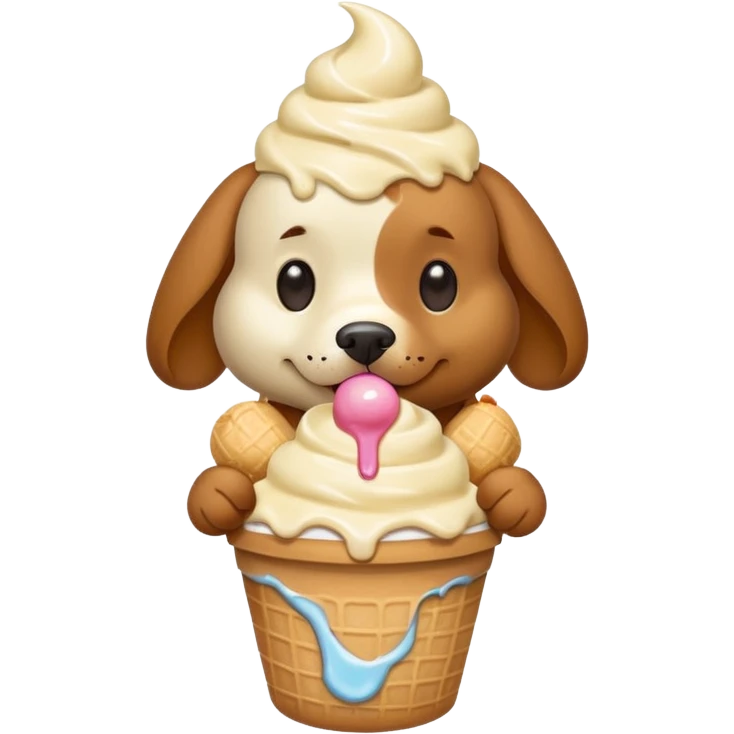 Dog holding ice cream emoji