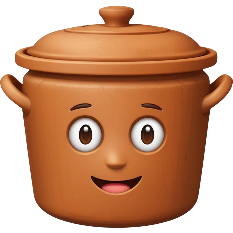 top down view of a clay pot with a lid, emoji style emoji