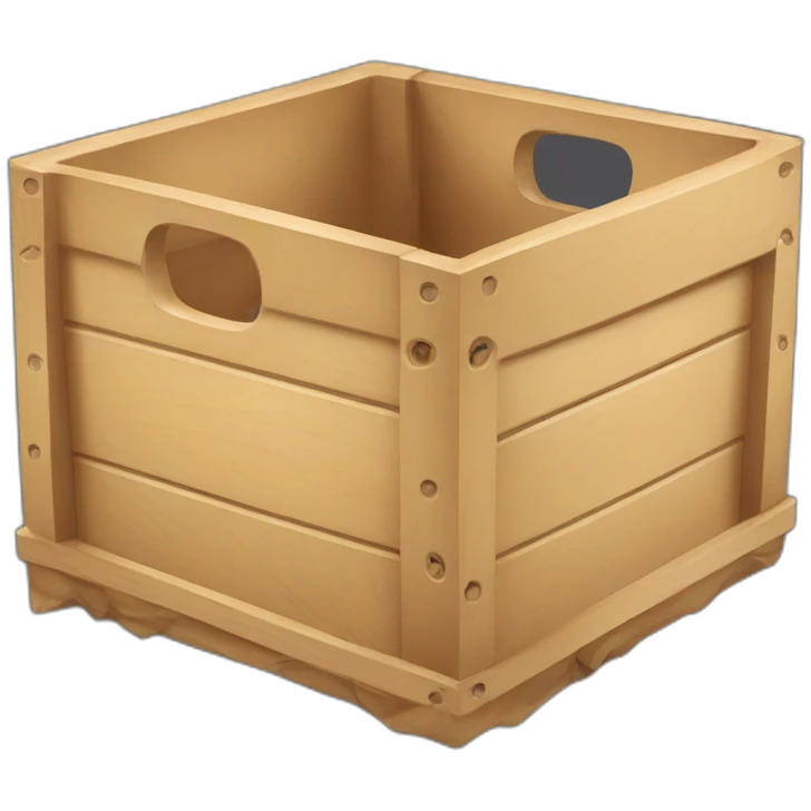 Dark cubic container with wood shavings inside emoji