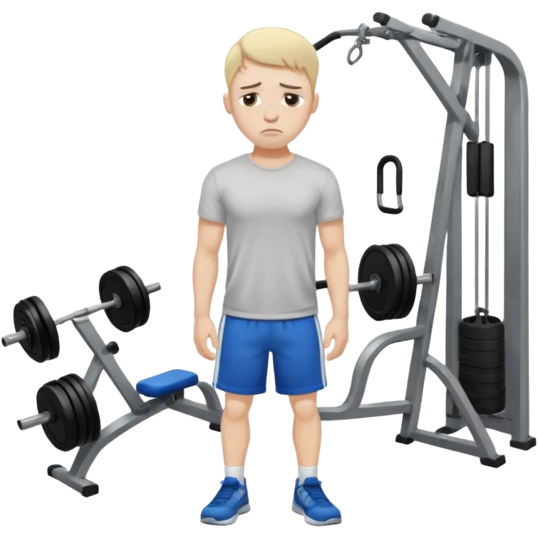 young sad guy in gym emoji