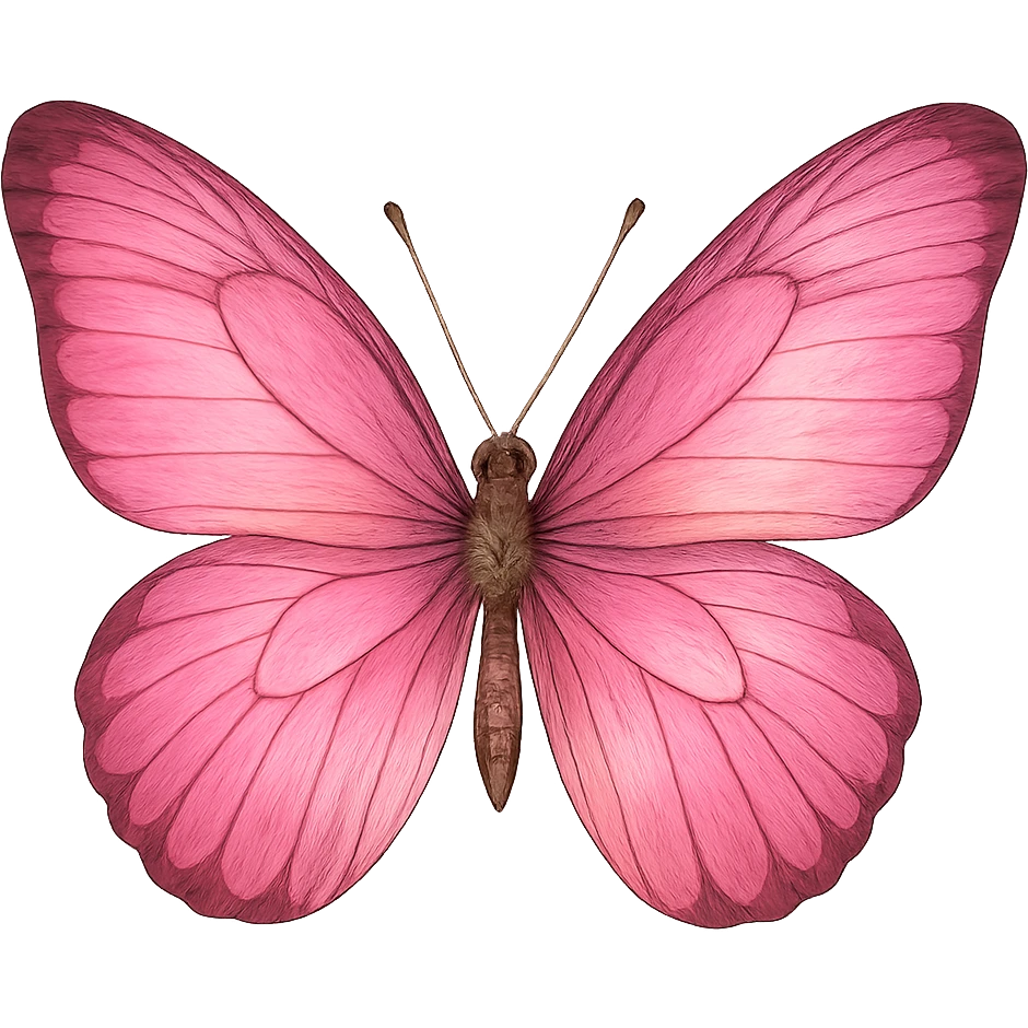 pink butterfly, digital illustration emoji