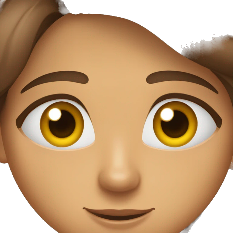 piel bastante clara, pelo marron oscuro y largo por el hombro, ojos marrones emoji