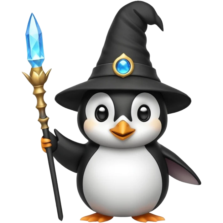 penguin wizard waving wand mystical aura emoji