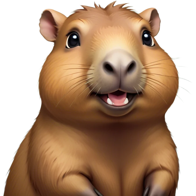 Cinematic Comical Capybara Portrait Emoji, Head tilted dramatically with an exaggeratedly shocked expression, featuring a robust, rotund build with wide, comically expressive eyes full of humorous disbelief, Simplified yet hilariously expressive features, highly detailed, glowing with a slightly sassy natural glow, high shine, dramatic yet playful, stylized with an air of quirky charm, soft glowing outline, capturing the essence of a meme-worthy capybara that looks ready to side-eye its way into viral fame! emoji