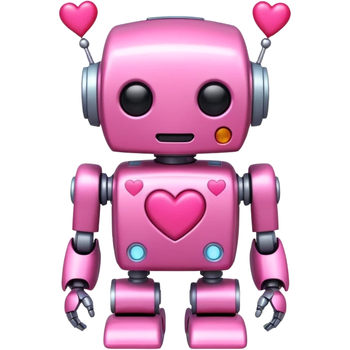 cute pink robot with hearts pink emoji