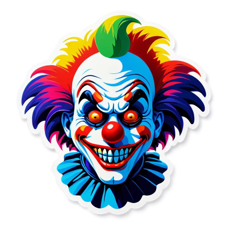 Sad clown with colourful hair emoji