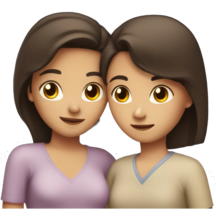 Brunette girl and brunette boy hugging in love emoji