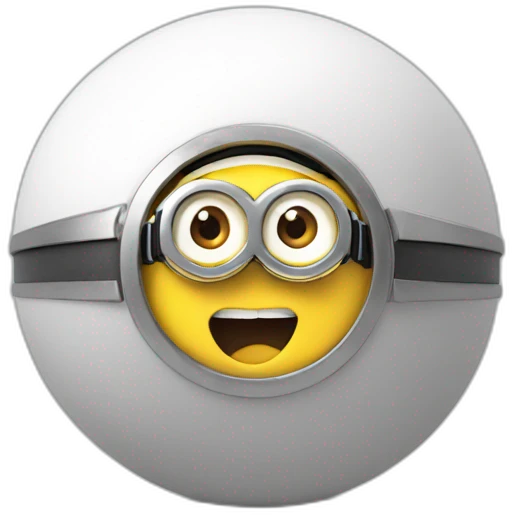 3d sphere with a minion face emoji