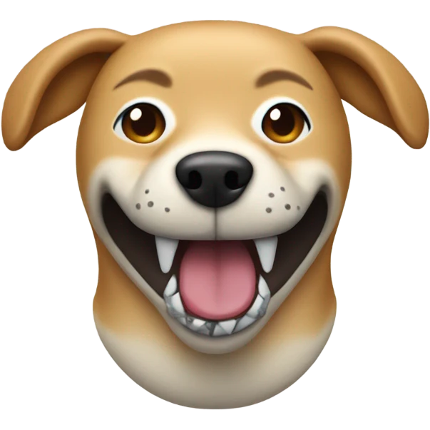 Tan dog with open mouthed shark travel neck pillow emoji