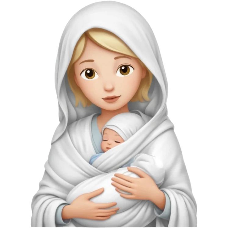 mae com bebe no colo recem nascido emoji
