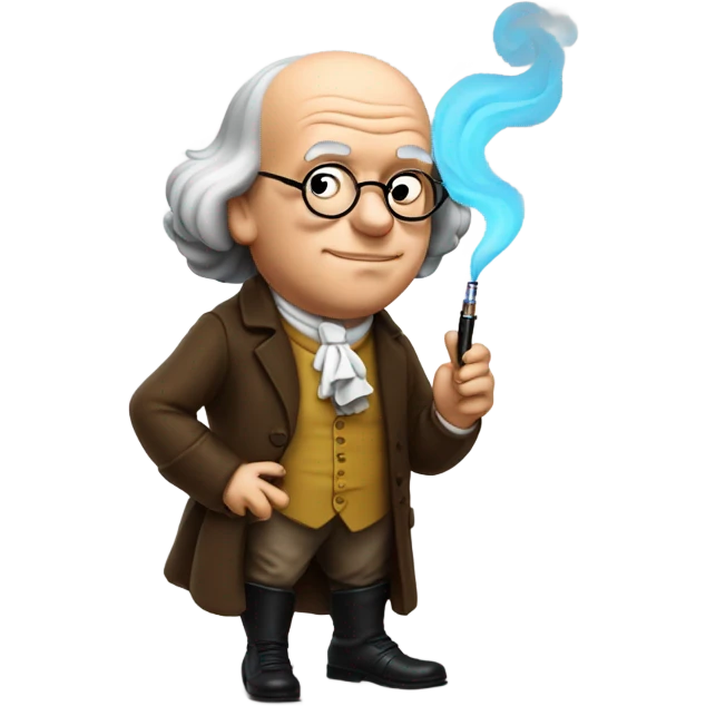 Benjamin Franklin smoking a vape emoji