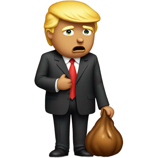 sad donald trump holding poop emoji emoji